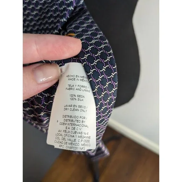 *3 for $12* NWT J. Hilburn Navy and Purple Circle Chain 100%‎ Silk Tie - Picture 6 of 6